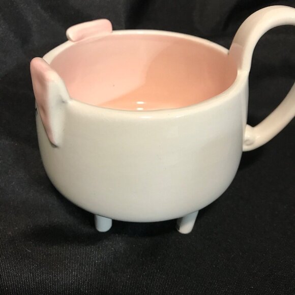 Ceramic Kitten Cat Mug Handle Legs Footed Adorable Arlington Designs White Pink - Picture 3 of 6